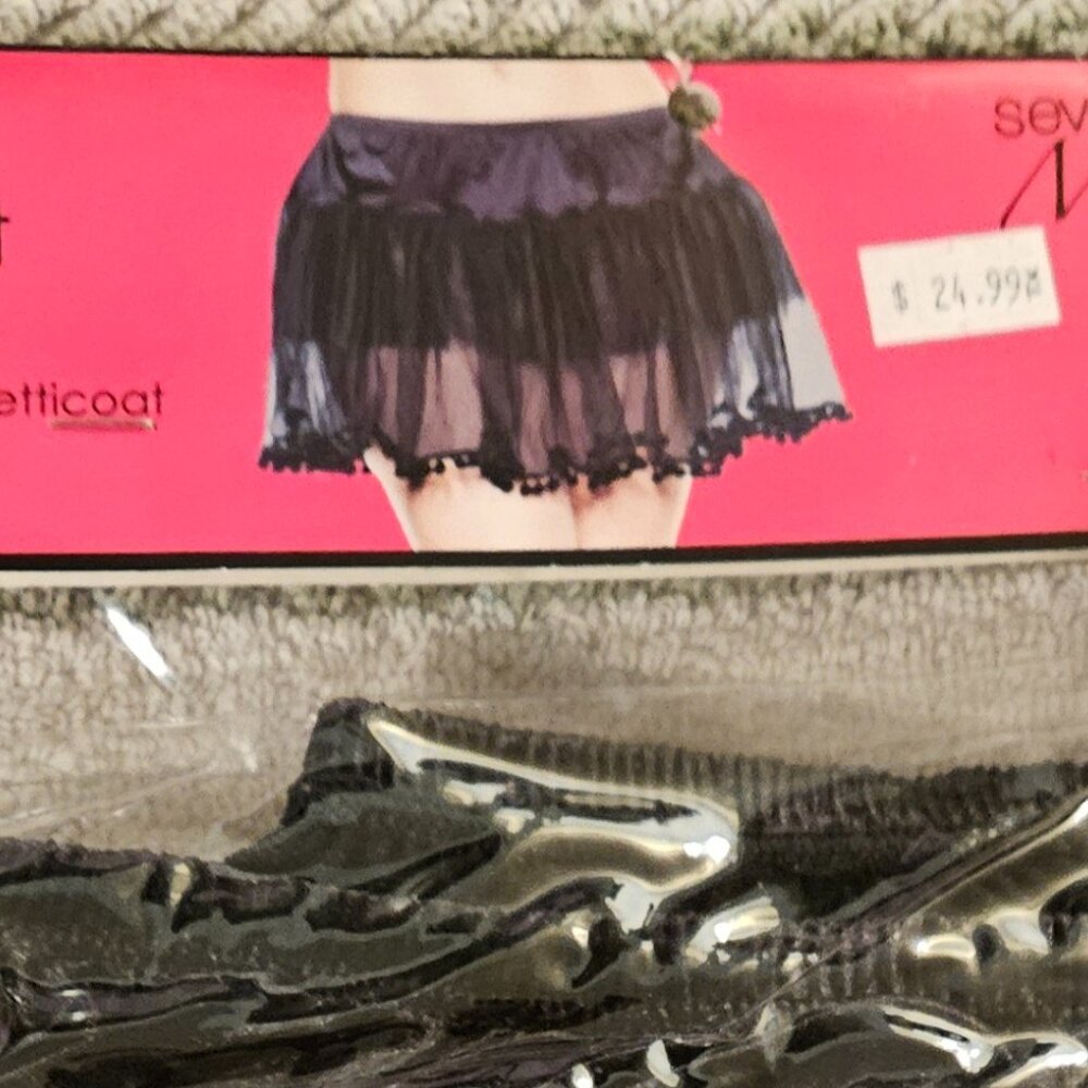 BLACK petticoat w/ pom pom hem RAVE EDC Day of the Dead